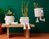 Handgefertigter Keramiktopf, 3er-Packung. Geschenk, Design, Spaß, einzigartig, originell, Wohndekoration, Pflanzen, Kakteen.