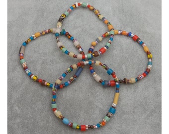 Colorful African Trade Bead Anklets, Hand Beaded, Tribal, Hippie BoHo, Birthday Gift, Free Shipping