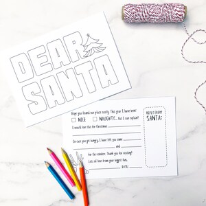 Colore in Dear Santa Postcard (per bambini piccoli o grandi che credono in Babbo Natale)
