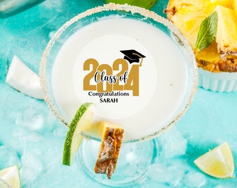 Edible Drink Topper  Graduation 2024 - Edible Personalized - Wafer Paper - Perfect for the College Graduate Party