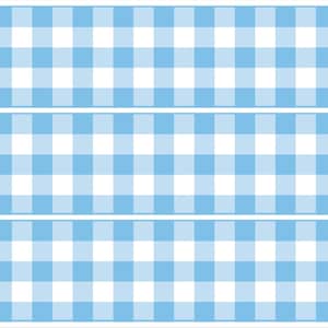 Blue & White Gingham Edible Image Cake Strip