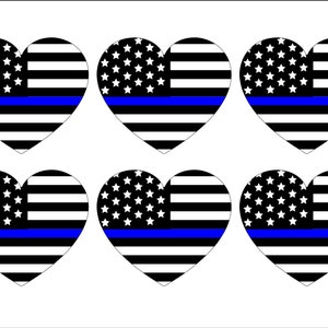 Thin Blue Line Edible Image Frosting Sheet Cookies - Cupcake - Cake Topper - Police-  Heart