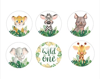 Baby Jungle Animals Edible Image Frosting Sheet  - You Choose Your Size -  Treats - Cupcake Toppers - Cookies - Wild One