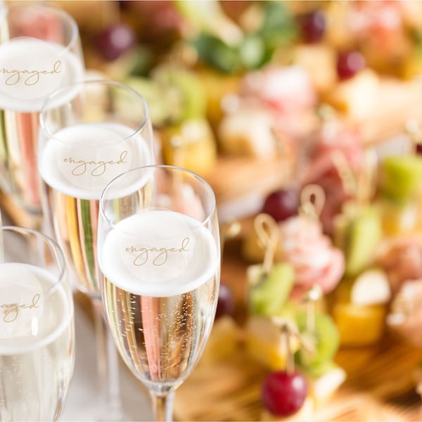 Wedding Edible  Drink Toppers - Engaged - Wafer Paper
