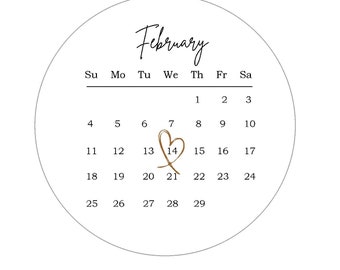 February Calendar 2024 Valentines Day Edible Image Frosting Sheet