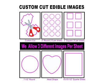 Custom Cut Edible Image Frosting Sheet  - You Choose Your Size