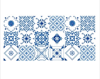 Blue and White Vintage Tile Print Edible Image Pre-Cut Prefect for Bridal Shower Cake
