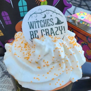 Halloween Edible  Drink Toppers, Wafer Paper, Witch&#39;s be Crazy