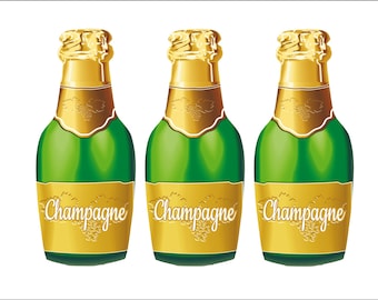 Champagne Bottle Edible Image Frosting Sheet Cookies - Cupcake - Cake Topper