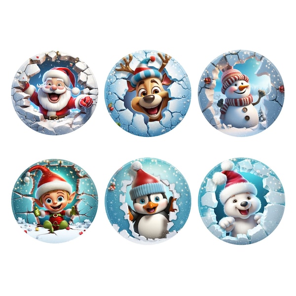 Santa and Friends Edible Cupcake Topper - Icing Sheet - Cookie Sticker