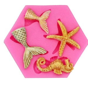Tropical Beach Theme Silicone Mold for Decorating Cookies, Cakes, Cupcakes - For Fondant or Chocolate