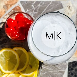 Edible Drink Topper - Minimalist Monogram - Perfect for Weddings