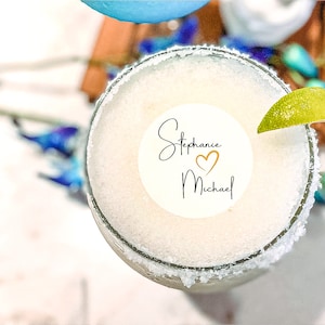 Personalized Bride & Groom Edible Drink Topper - Wafer Paper