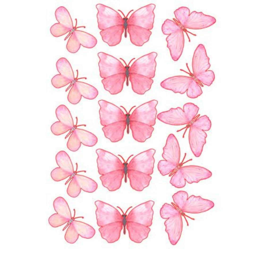 15 Edible Butterflies Made With Wafer Paper in Shades of Pink Etsy