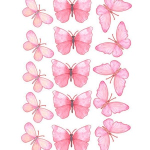15 Edible Butterflies Made with Wafer Paper in shades of Pink