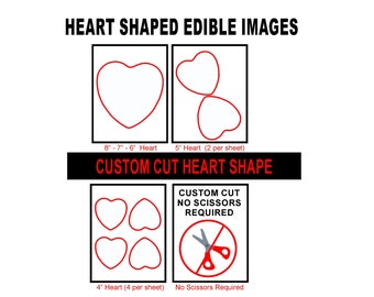 Heart Shaped Edible Image Frosting Sheet  - You Choose Your Size