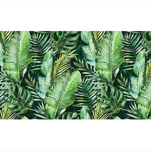 Tropical Leafy Edible Image Cake Strip  5 inch Pre-Cut