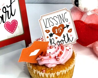 Edible Valentine Kissing Booth Cupcake Topper