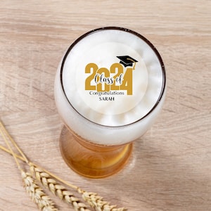 Edible Drink Topper  Graduation 2024 - Edible Personalized -  - Wafer Paper - Perfect for Beer - Frozen Drinks - Champagne