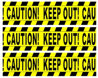 Caution Tape Edible Image Cake Strips Pre-Cut - Birthday Toppers