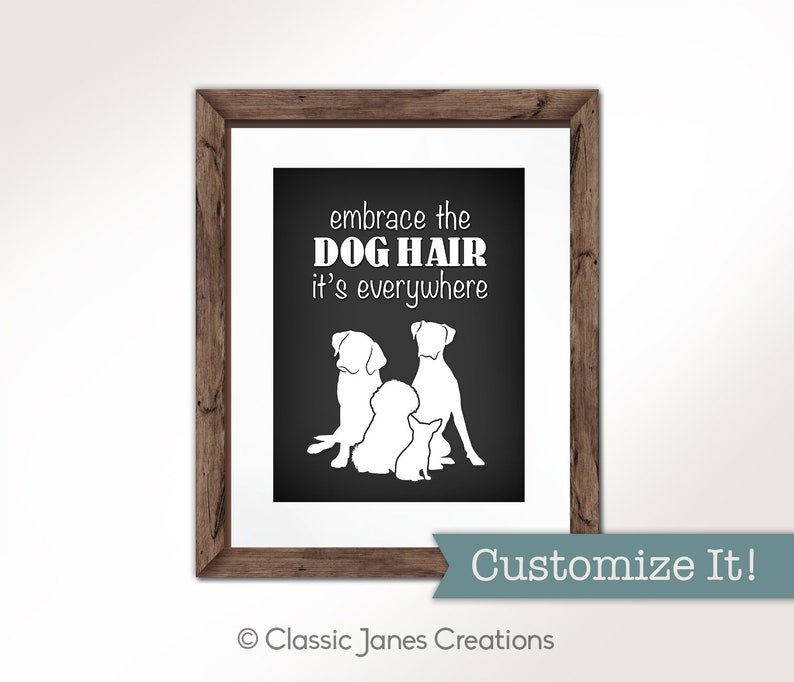 Funny Dog Wall Art Funny Dog Sign Embrace the Dog Hair Dog Etsy