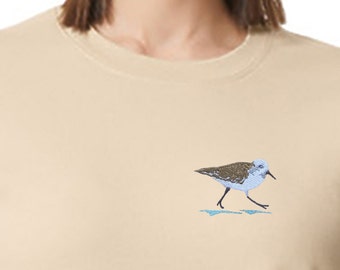 Sandpiper Original Art Left Chest Embroidery Comfortable Mid Weight Crew Neck Sweatshirt