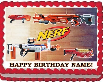 Nerf Dart Gun Edible Cake Topper Image Quarter Sheet Cake, Nerf Cake, Nerf Party, Nerf Birthday Cake, Nerf Edible, Edible Images, Edible