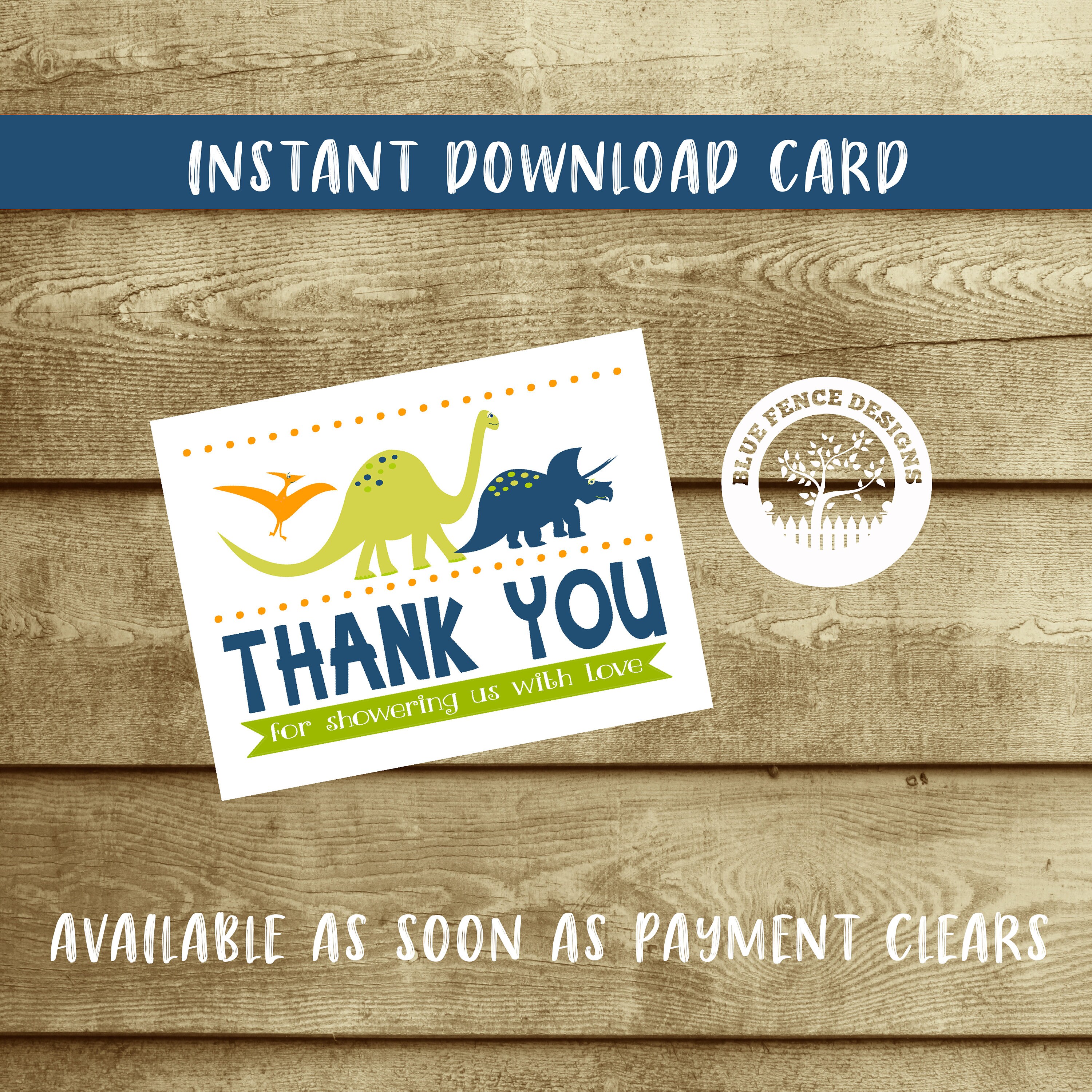 Dinosaur Baby Shower Thank You Card baby boy shower thank Etsy