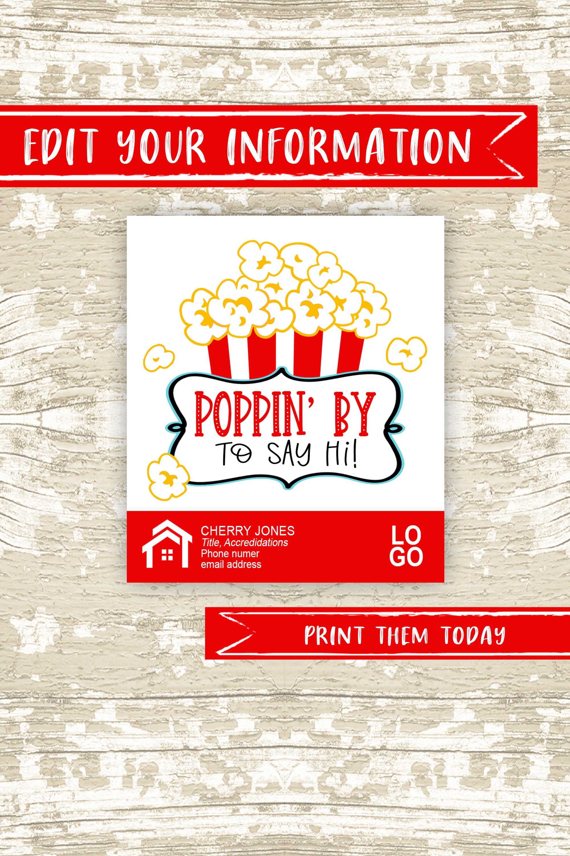 Realtor Popcorn Pop by Tags, Referral Real Estate Printable Tag, Real…