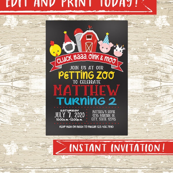 Petting Zoo Birthday Invitation - Etsy