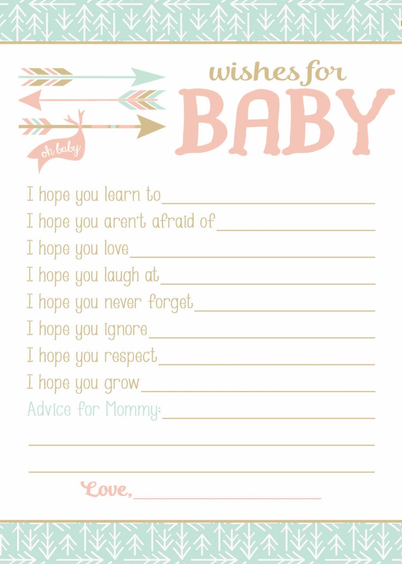 Wishes for Baby Keepsake Baby Shower Game Adventure Arrows Etsy Canada