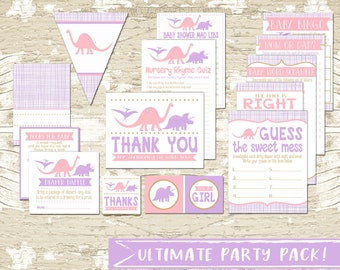 Dinosaur Baby Shower Party Printable Package,  Boy Party Printable,  Party Games,  Party Decor, DIY, Book Card, Diaper Raffle, Instant PDF