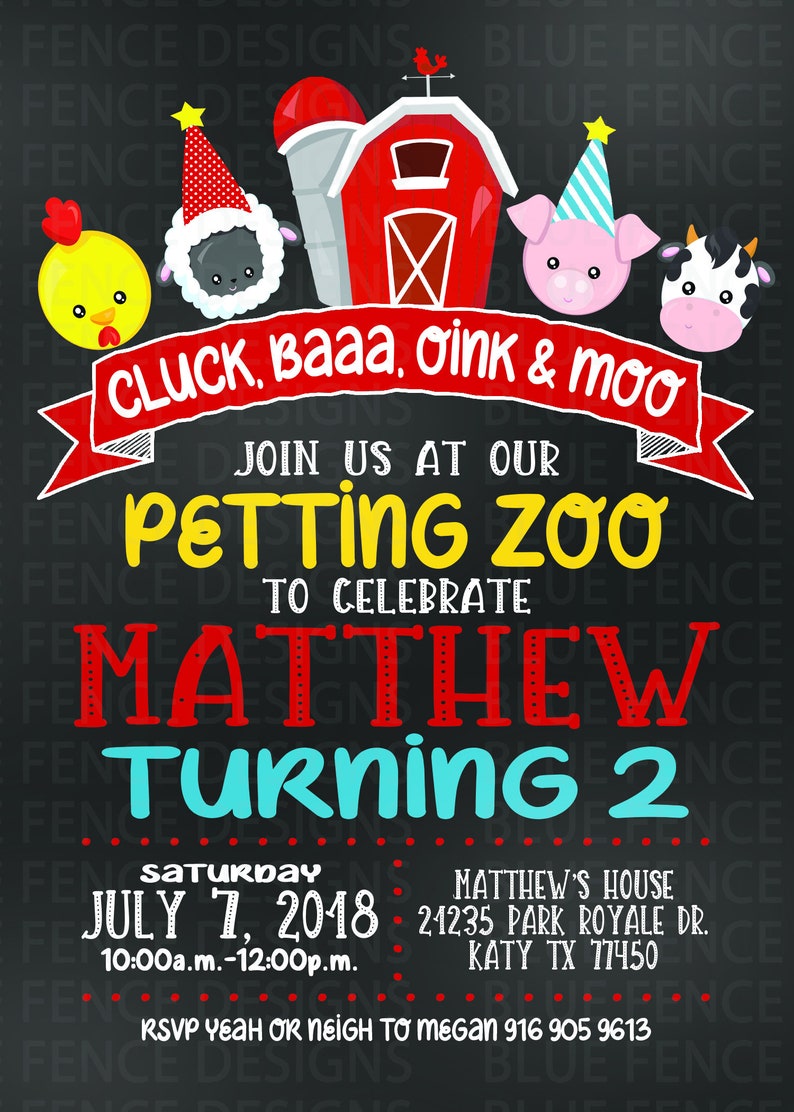 Petting Zoo Birthday Party Invitation Barn Birthday Party | Etsy