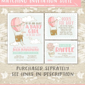 Girl HOT AIR BALLOON Baby Shower Party Package Printable Package image 6