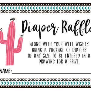 INSTANT DOWNLOAD Girl Llama Diaper Raffle Ticket image 2