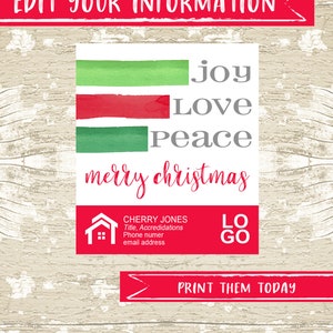 Realtor Christmas Pop by Tags, Holiday Real Estate Pop By Printable Tag, Realtor Marketing, Referral