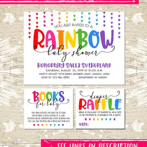 INSTANT DOWNLOAD Rainbow bring a book card insert, Books for Baby, Rainbow Baby Shower Invitation Insert, book instead of a card, DIY image 4