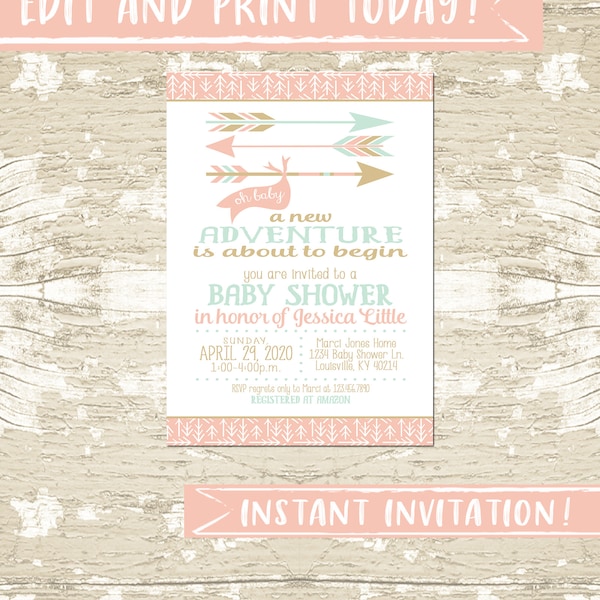 Mint Invitation Etsy