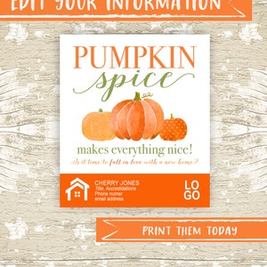 Pumpkin Spice Pop by Tags, Fall Real Estate Referral Printable Tag, Realtor Marketing, Referral
