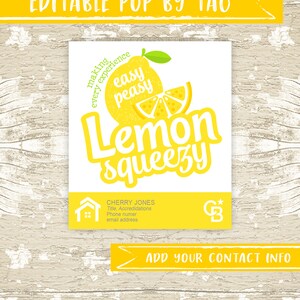 Realtor Summer Pop by Tags, Lemonade Real Estate Pop by Printable Tag, Real Estate Marketing Thank You Tag INSTANT DOWNLOAD