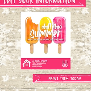 Popsicle Pop by Tags, Summer Real Estate Pop by Printable Tag, Real Estate Marketing Thank You Tag INSTANT DOWNLOAD