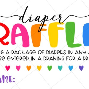 INSTANT DOWNLOAD Rainbow Baby Diaper Raffle Ticket, Rainbow Baby Shower, DIY, Baby Girl, Baby Boy, Invitation Insert, Printable Diaper Card image 2