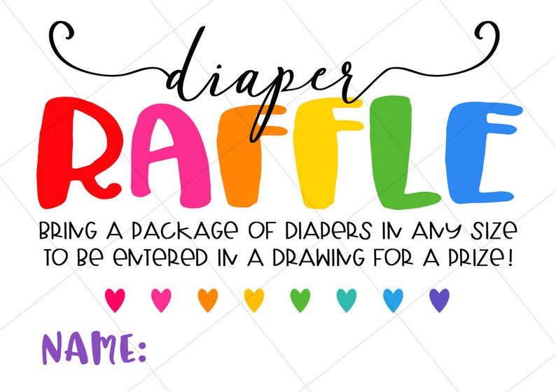 INSTANT DOWNLOAD Rainbow Baby Diaper Raffle Ticket, Rainbow Baby Shower, DIY, Baby Girl, Baby Boy, Invitation Insert, Printable Diaper Card image 2