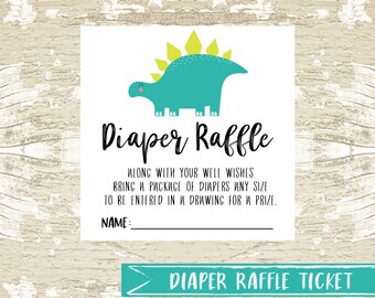 Dinosaur themed diaper raffle ticket baby shower invitation insert