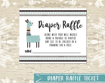 INSTANT DOWNLOAD Llama Diaper Raffle Ticket