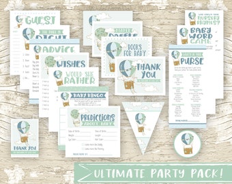 Boy HOT AIR BALLOON Baby Shower Party diy Package Printable Package