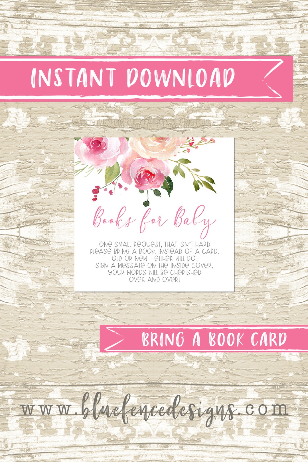 Bring a Book Watercolor Floral Girl Baby Shower Invitation - Etsy