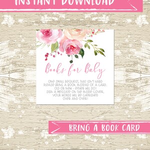 Bring a Book Watercolor Floral Girl Baby Shower Invitation - Etsy