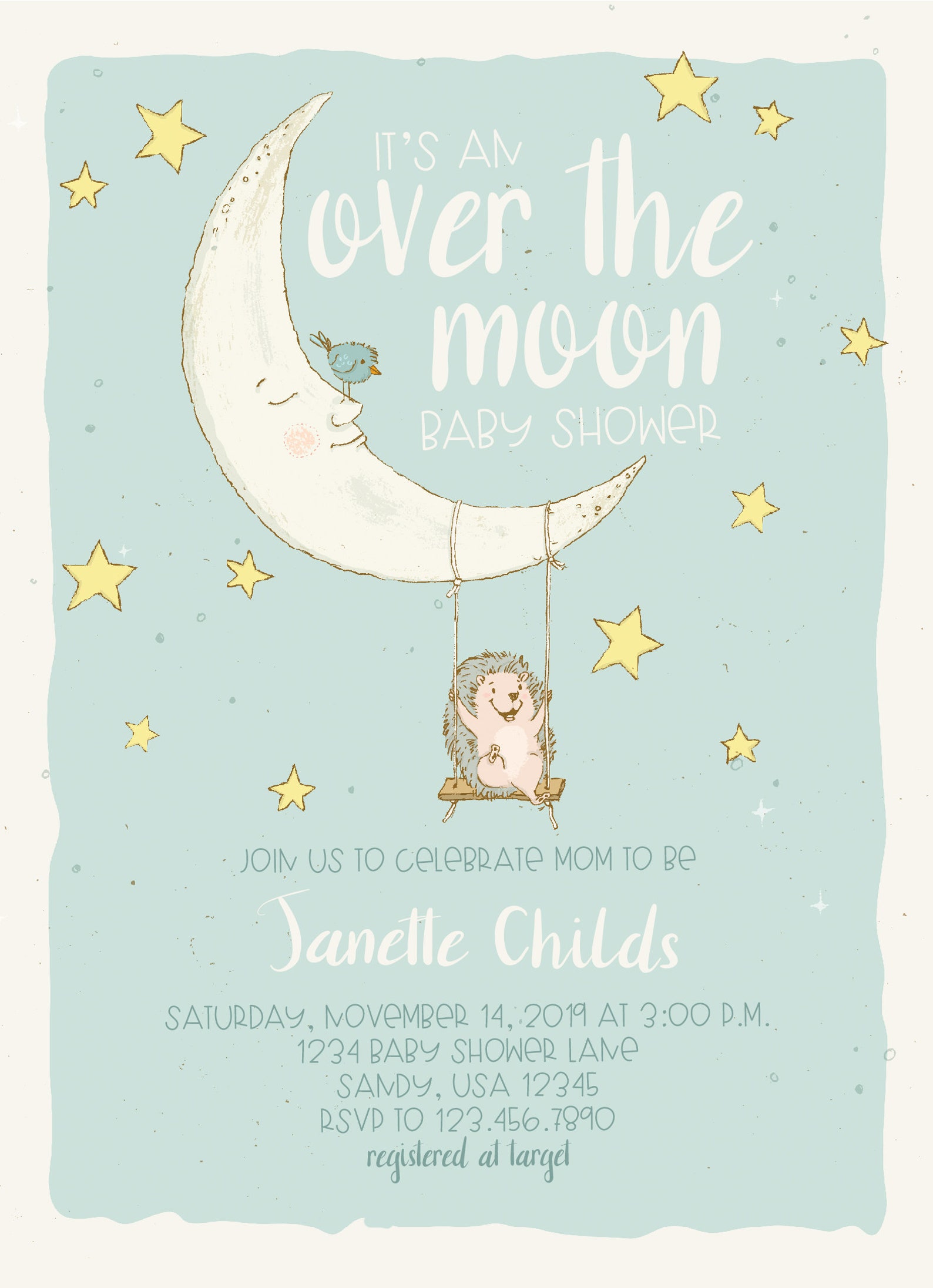 Over the Moon Baby Shower Invitation Instant Download Etsy