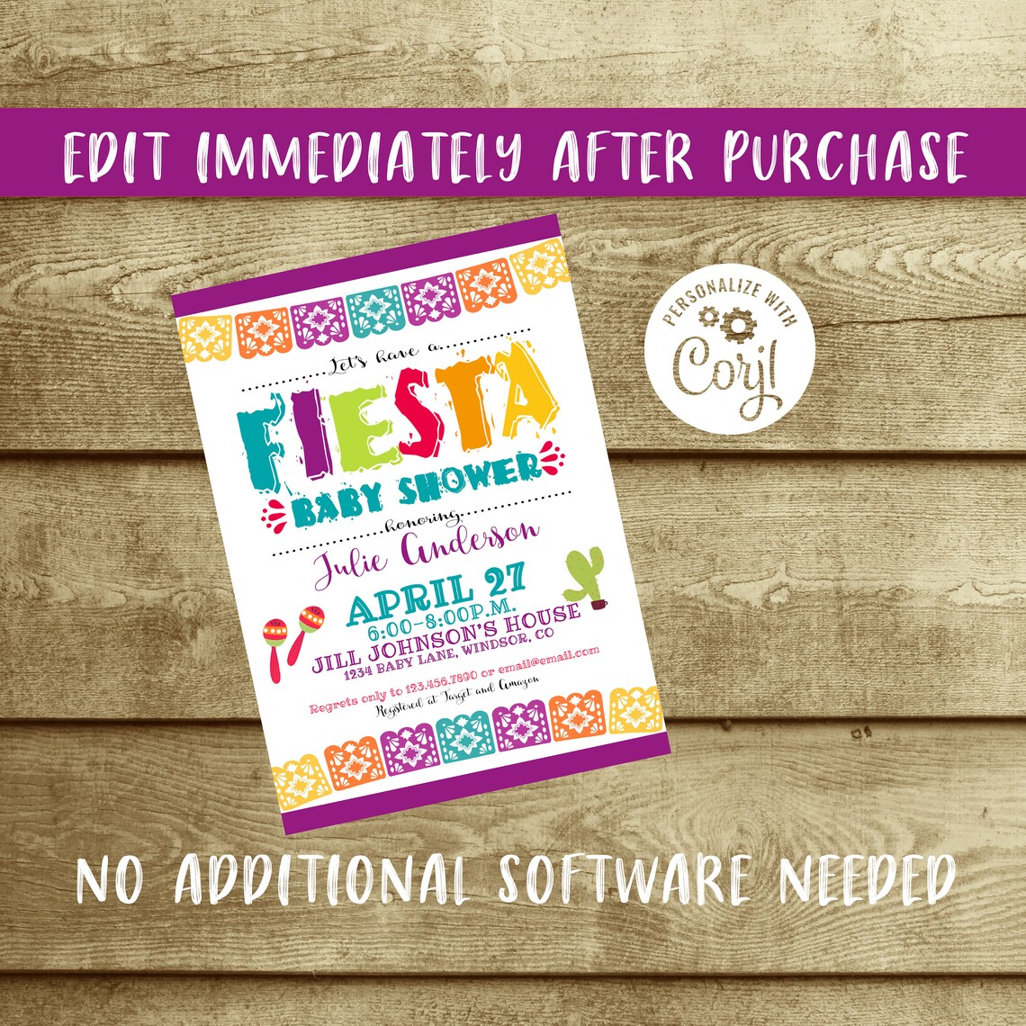 Editable Fiesta Baby Shower Invitation Fiesta Baby Shower Etsy
